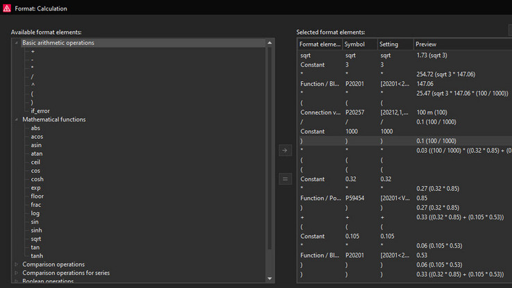 Block properties: calculation function directly in your schematic